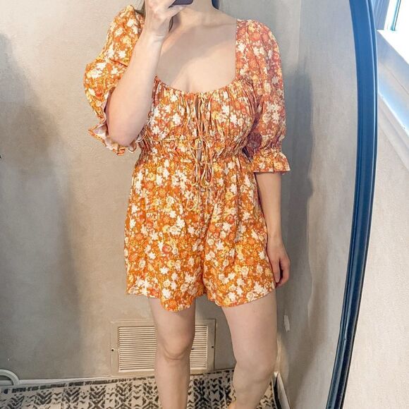 Free People Show Me Love Romper in Orange S - Picture 4 of 10